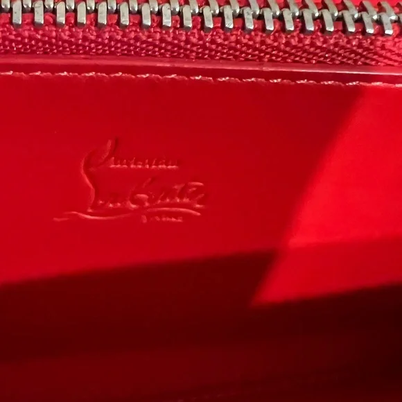CHRISTIAN LOUBOUTIN Panettone Silver Leather Studded Zip Around Long Wallet - Picture 6 of 10